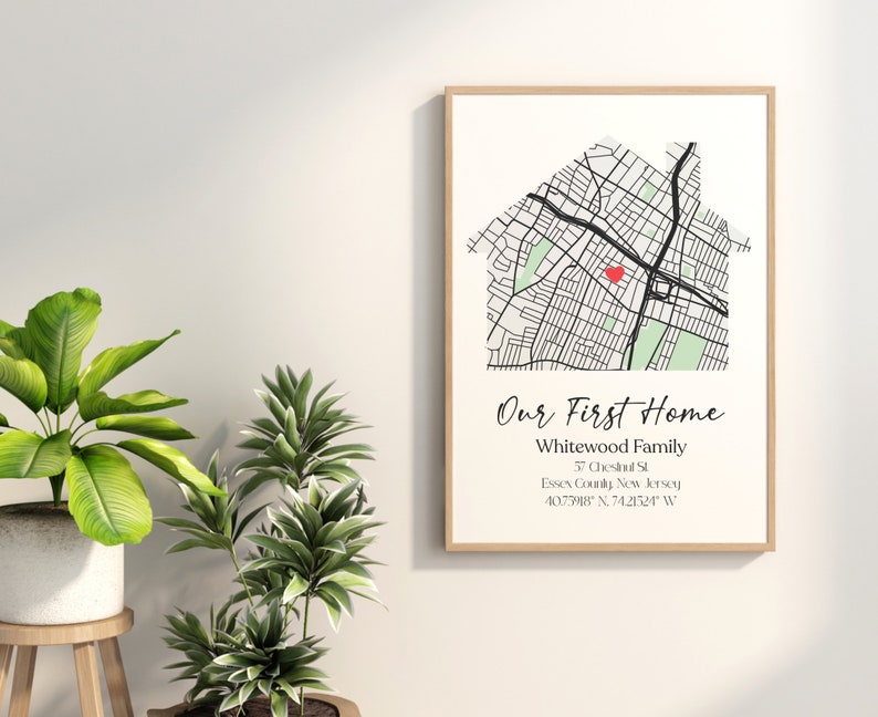 New Home Map Poster, First Home Gift, Custom Personalized Housewarming Gift for Couple, New House Map, Our First Home, DIGITAL DOWNLOAD image 3