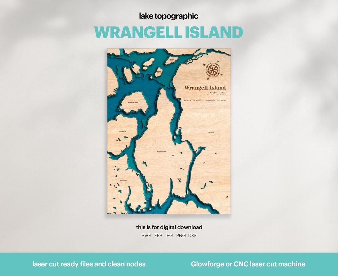 Lake House Decor, Wrangell Island Map SVG, Wood Wall Decor Gift