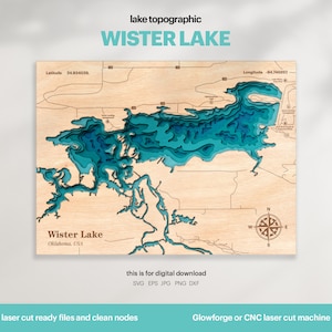 Wister Lake Topographic Map SVG: 3D Wood Wall Art (Digital Download)