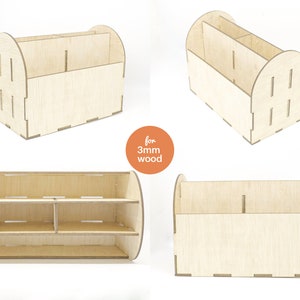 Organizador de artículos de papelería, soporte para artículos de papelería, lima cortada con láser, Glowforge, para madera de 3 mm imagen 1