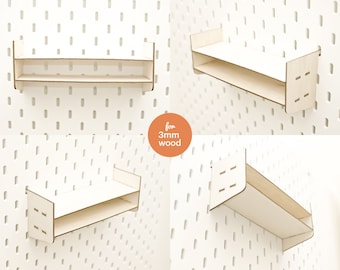 Pegboard Shelf Organizer Laser Cuting File, Glowforge, Digital File, For 3mm Wood