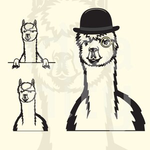 Grappige Lama SVG bestanden voor Cricut, Peeking Llama gezicht clipart, shirt ontwerp, afdrukbare kunst, Laser Cut File, Glowforge