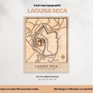 Racetracks kaart topografie, Californië track kaart SVG, circuit racecircuit, 3D houten track kaarten, gepersonaliseerd cadeau, Xtool, digitale DOWNLOAD