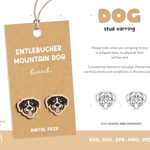 Entlebucher Berg Ohrstecker, Laser geschnitten Datei, Hund Ohrstecker, Holzohrring SVG, Holzzubehör, Glowforge, Gravierdatei