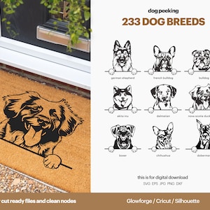 233 Dog Peek SVG, Dog Peeking, voor Laser Cut, Glowforge, Cricut, silhouet en print