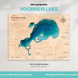 Voorheis Lake Topographic Map SVG: Laser Cut File (Digital Download)