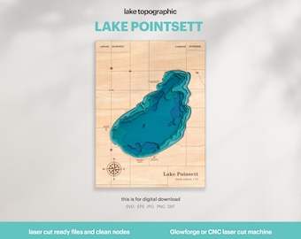 Pointsett Lake Map SVG : 3D Topographic Lake House Decor (Digital Download)