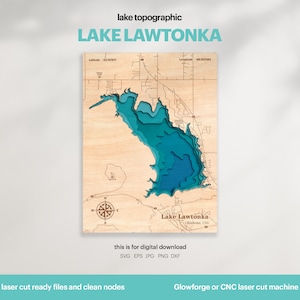Lake Lawtonka Map SVG: 3D Topographic Wood Decor (Digital Download)