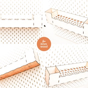 Pegboard Accessories Organizer with Box: Laser Cut File (3mm Wood)