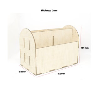 Organizador de artículos de papelería, soporte para artículos de papelería, lima cortada con láser, Glowforge, para madera de 3 mm imagen 3