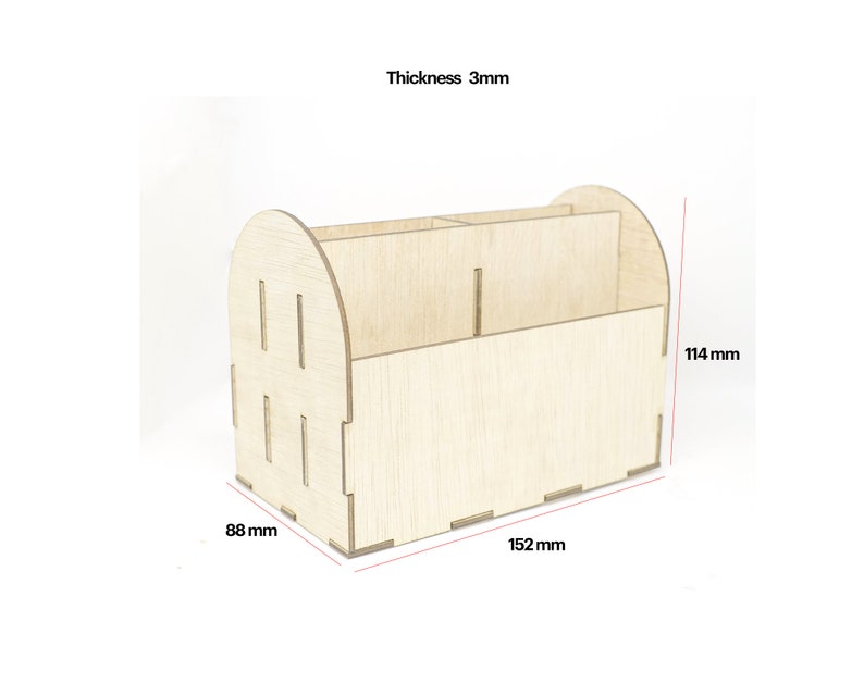 Organizador de artículos de papelería, soporte para artículos de papelería, lima cortada con láser, Glowforge, para madera de 3 mm imagen 3
