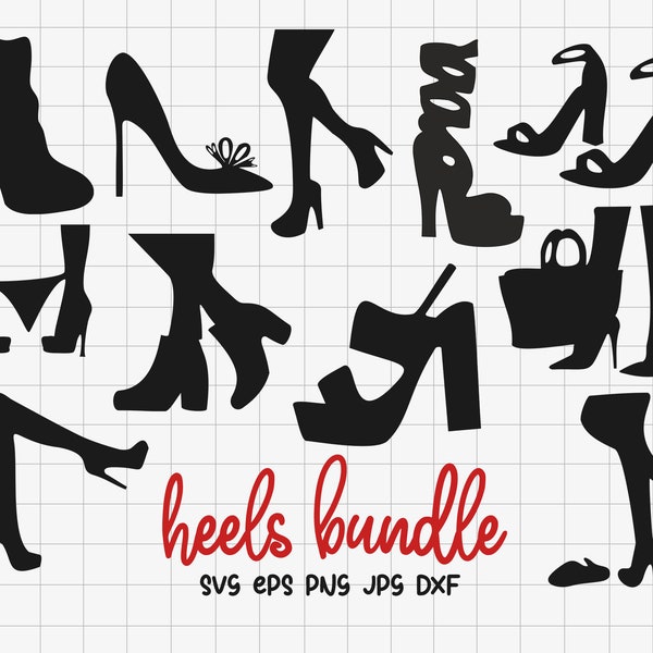 High Heels Silhouette Bundle SVG, Women Shoes Silhouette SVG, Heels Clipart, High Heels Design Vector, Stiletto SVG