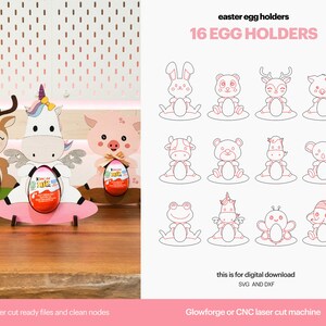 Easter Egg Holdes, Easter Egg Stand, Egg Holder Vector Design, Egg Stand Decoration, Cute Animal Egg Holder