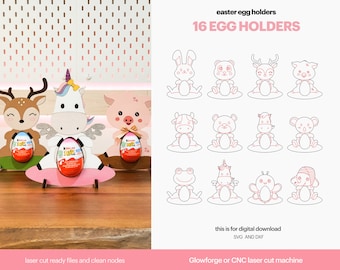Animal Easter Egg Holder Vector Design: Laser Cut Files (SVG & DXF)