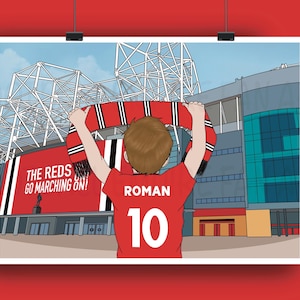 Personalised Manchester United Family Print – Old Trafford Stadium Football Art – Custom Fan Gift Poster image 8