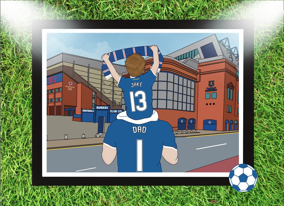 Personalised Printable Glasgow Rangers FC Stadium Artwork | Etsy
