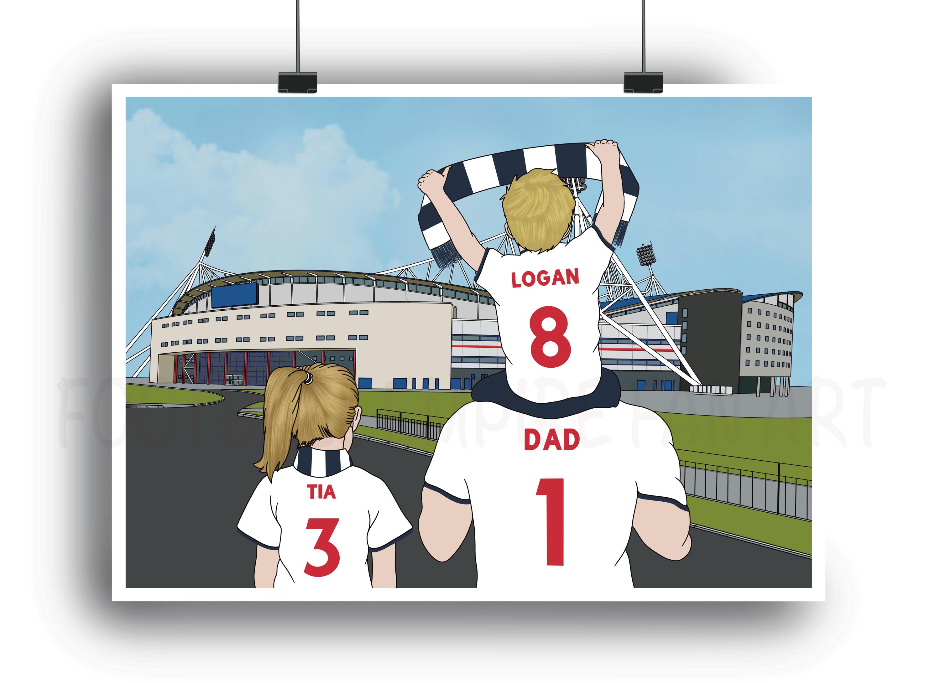 Personalised Bolton Wanderers Toughsheet Community Stadium Artwork 3 or 5 People - Bolton Gift - Personalised Bolton Family Art Print