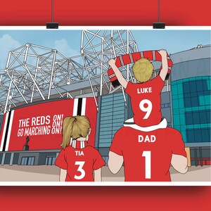 Personalised Manchester United Family Print – Old Trafford Stadium Football Art – Custom Fan Gift Poster image 5