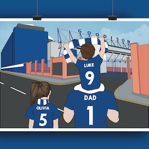 Personalised Everton Goodison Stadium Print - 3 to 5 People - Personalised Family Football Print