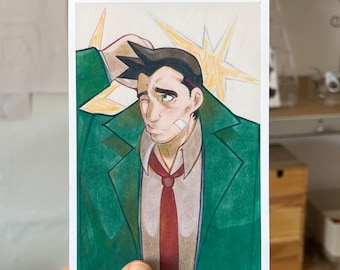 Ace Attorney Phoenix Wright Dick Gumshoe Fanart Print Zeichnung Digitale Zeichnung