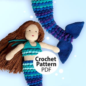 Crochet Pattern Mermaid Amigurimi, PDF Instructions Mermaid, Step by Step instructions Mermaid with fish fin to crochet yourself