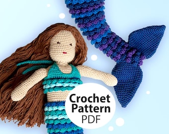 Mermaid Crochet Pattern PDF – Amigurumi Mermaid Doll Step by Step