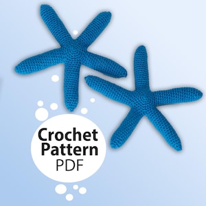 Blue Starfish Crochet Pattern PDF, Amigurumi Star, Baby Rattle, Toys for Babies and Toddlers, Grab Toy, Easy to Crochet