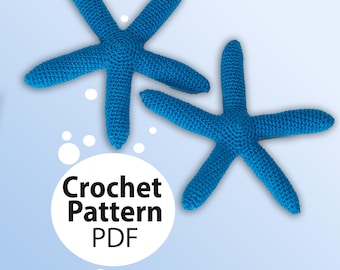 Blue Starfish Crochet Pattern PDF, Amigurumi Star, Baby Rattle, Toys for Babies and Toddlers, Grab Toy, Easy to Crochet