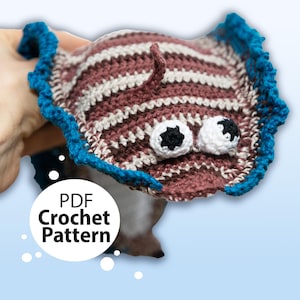 Banded Sole Crochet Pattern, Amigurumi funny Fish, Flat Fish with Googly Eyes, Potholder, Diving, Sea Life, Sea Creature, Marine Wildlife