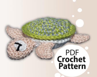 Green Sea Turtle Crochet Pattern, Amigurumi Turtle, Pendant, Hanger, Toy for Babys, Toddlers and Kids, Baby Turtle, Sea Life, Marine Species