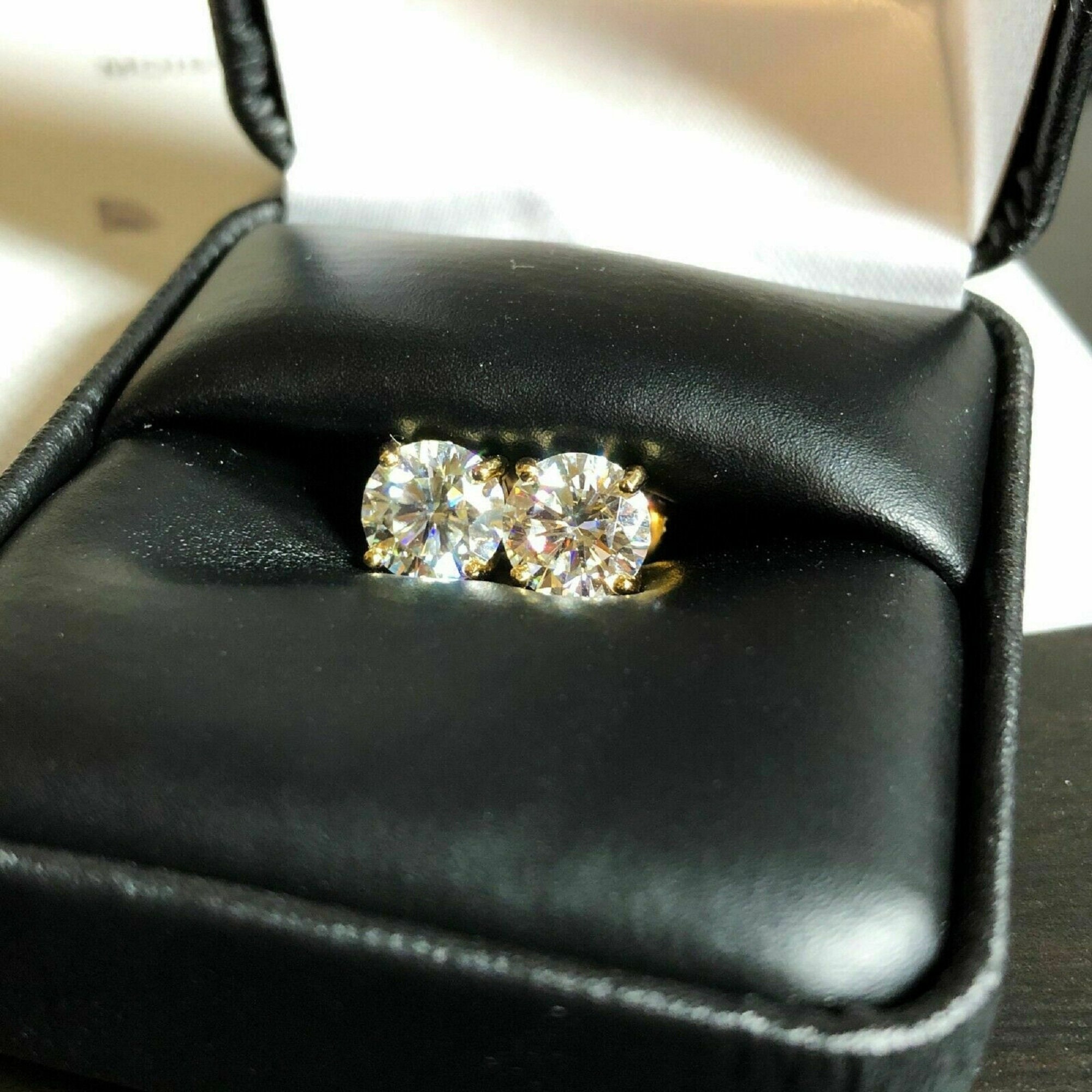 3Ct Round Cut Simulated Diamond Screw Back Solitaire Stud Etsy