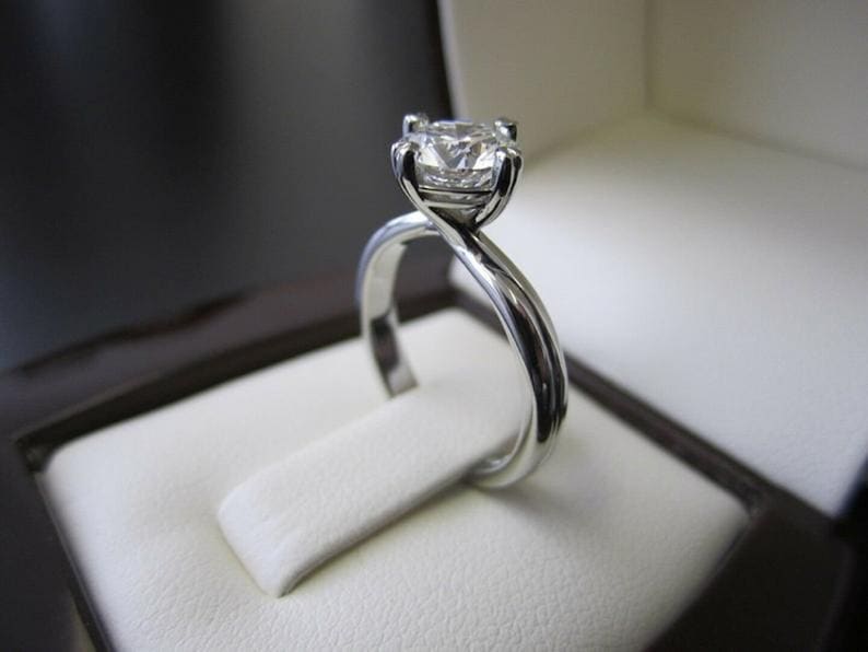 2.00ct Round Cut Simulated Diamond Solitaire Engagement Ring 14k White Gold Finish Silver