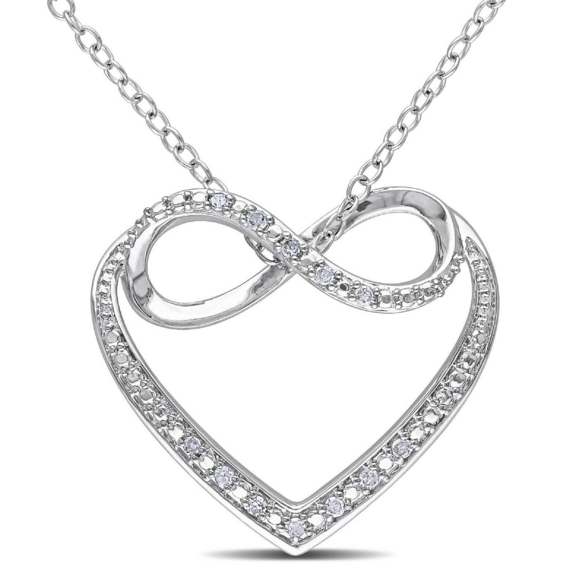 Heart With Infinity Pendant Necklace 14k White Gold Finish Etsy