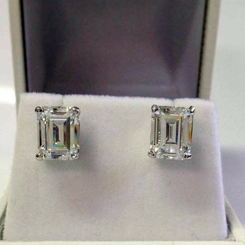 14k Yellow Gold Over 2.50Ct Emerald Cut Green Diamond Bezel Set Stud Earrings 14k Yellow Gold Over 2.50Ct Emerald Cut Green Diamond Bezel Set Stud Earrings