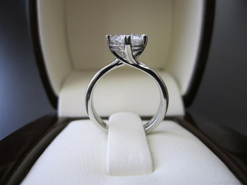 2.00ct Round Cut Simulated Diamond Solitaire Engagement Ring 14k White Gold Finish Silver