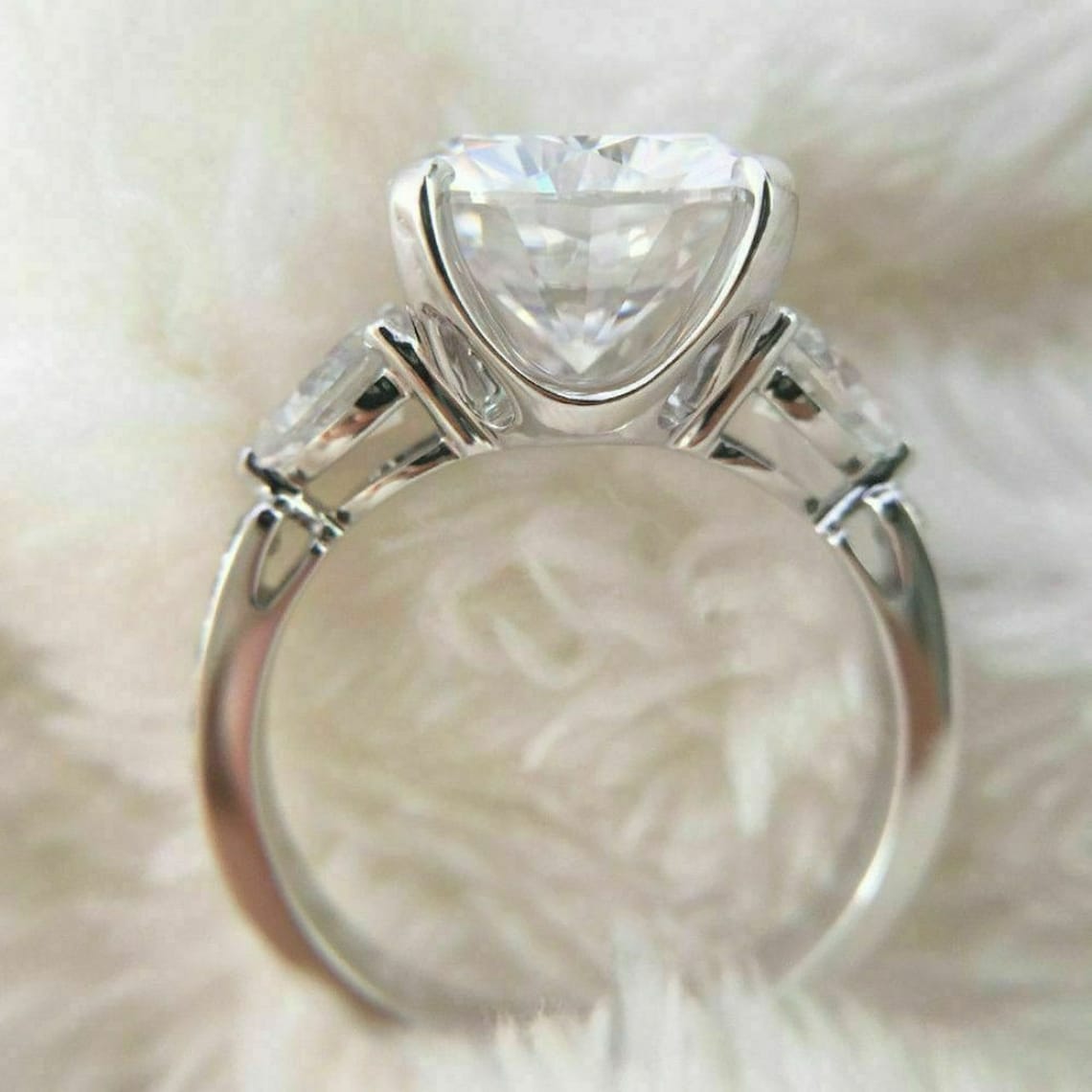5 Ct Round Cut Simulated Diamond Solitaire Engagement Ring 14K Etsy
