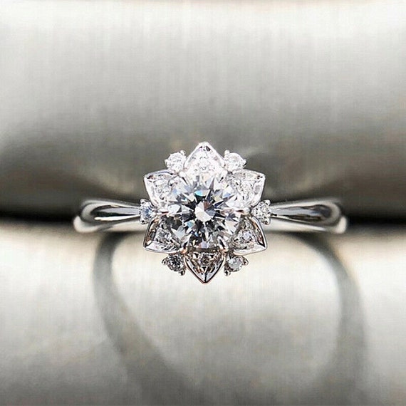 1.50Ct Round Cut Simulated Diamond Snowflake Engagement Ring | Etsy