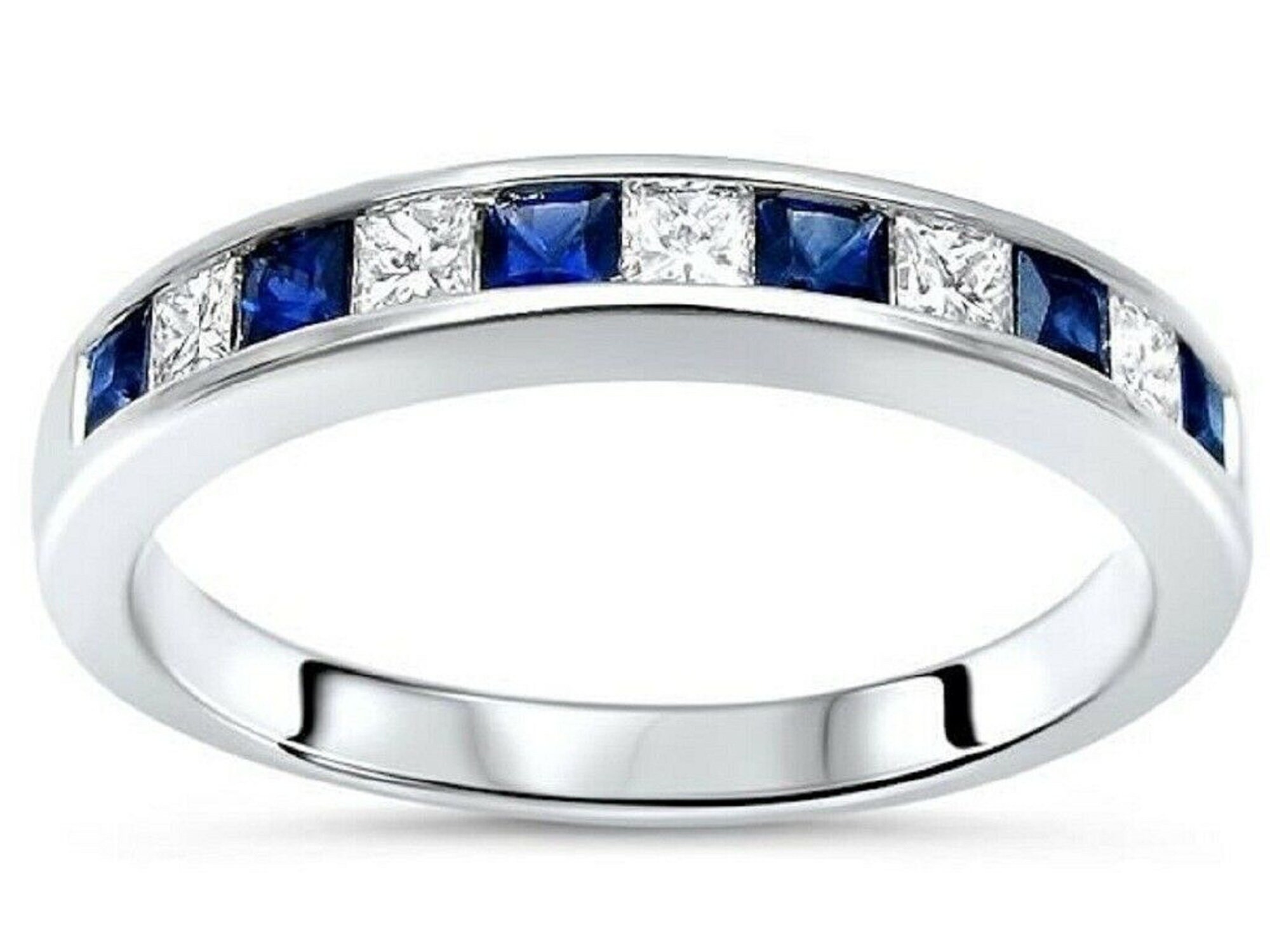 0.55Ct Blue Sapphire Princess Cut Simulated Diamond Wedding | Etsy