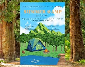 Summer Camp Invitation Template: Editable DIY Printable (Canva)