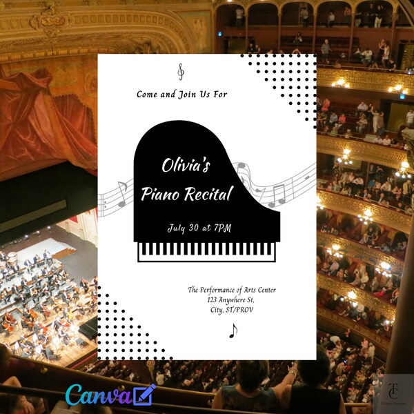 Piano Theme Invitation - Etsy