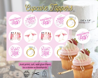 Décorations de cupcakes pour la douche nuptiale : mariée et enterrement de vie de jeune fille (téléchargement PDF)
