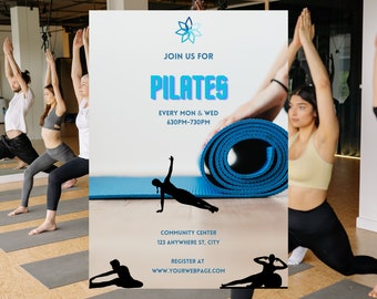 Pilates Class Invitation Template: Editable DIY Printable (Canva)