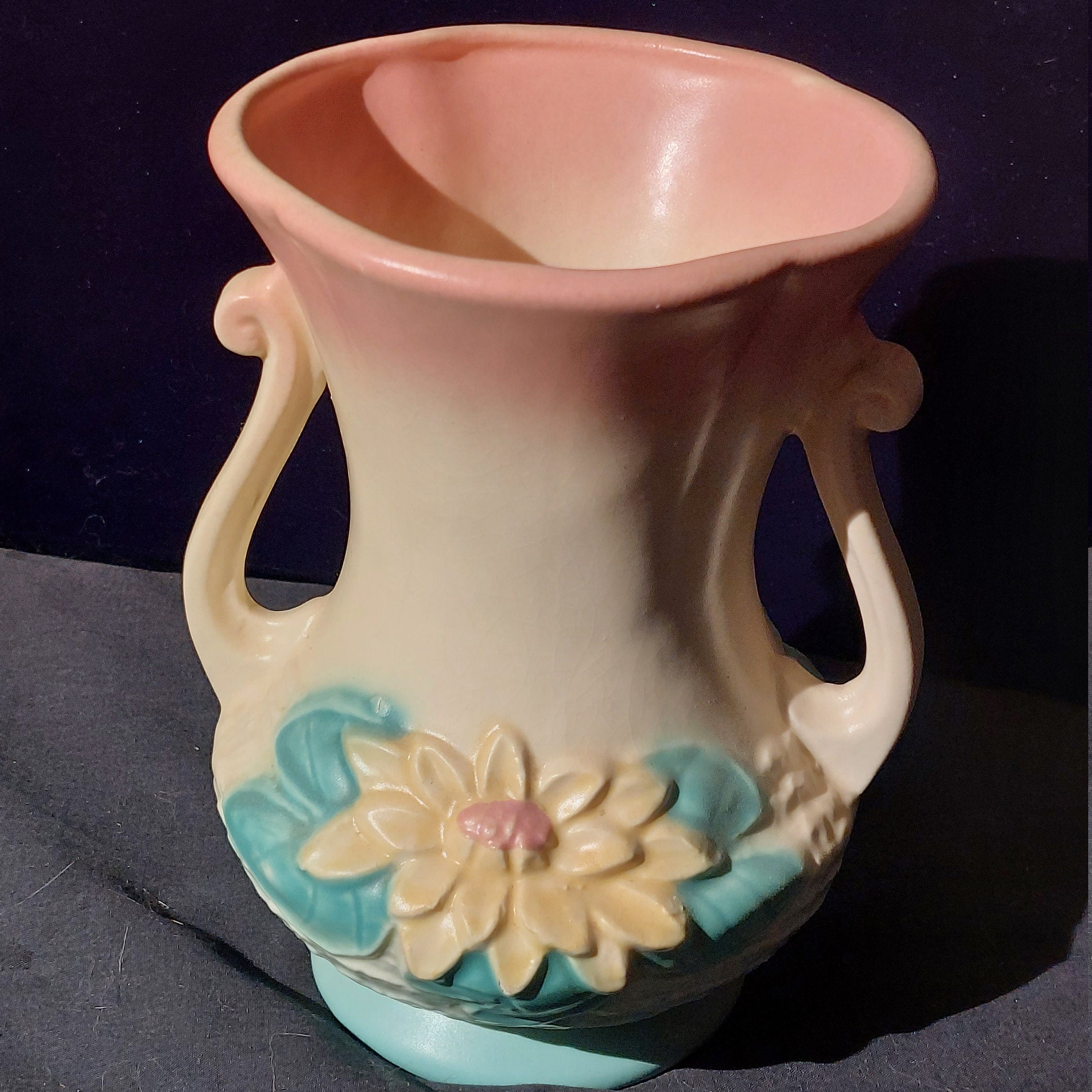 Vintage Hull Art Pottery - Water Lily Pattern #L-4 - Turquoise and