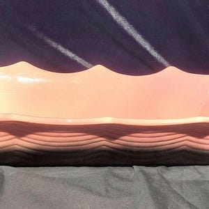 Vintage Hull Art Pottery - Novelties - #73 - Gloss Wine and Black- 14 3/4&quot; Scalloped Garden Dish - 1955-&#39;57