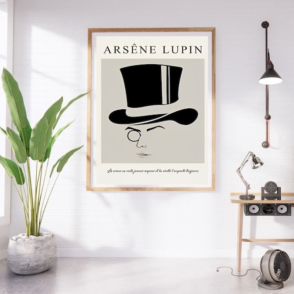 Canva Print Lupin Affiche Murale à Imprimer Noir et Blanc Poster Décoration Murale Wall Art Citation Création Numérique Haute Résolution