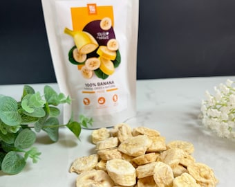 Plátano liofilizado/Aperitivos naturales saludables, vegano, sin azúcar añadido, decoración de tartas, topping de muesli, decoración de cócteles, añadir a batidos