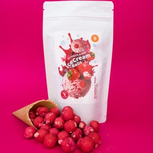 Freeze Dried Ice Cream Strawberry Magic Balls | crunchy candy Snacks, Office Snacks, freeze dried treat