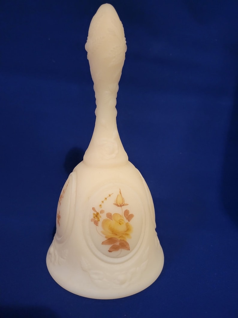 Fenton Custard Glass Hand Painted Artist Signed Bell Etsy
