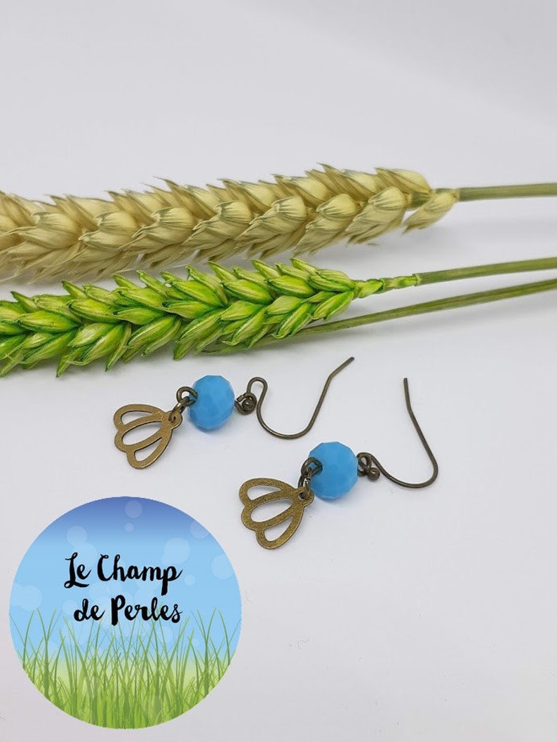 Bronze brass earrings and faceted glass beads