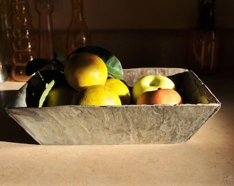 Vintage French Quarter Slate Fruit Tray, Weathered Centerpiece (6”x 8”x 2.5")